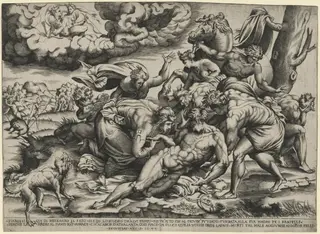 The Death of Meleager, by Nicolas Beatrizet, ink, 1543