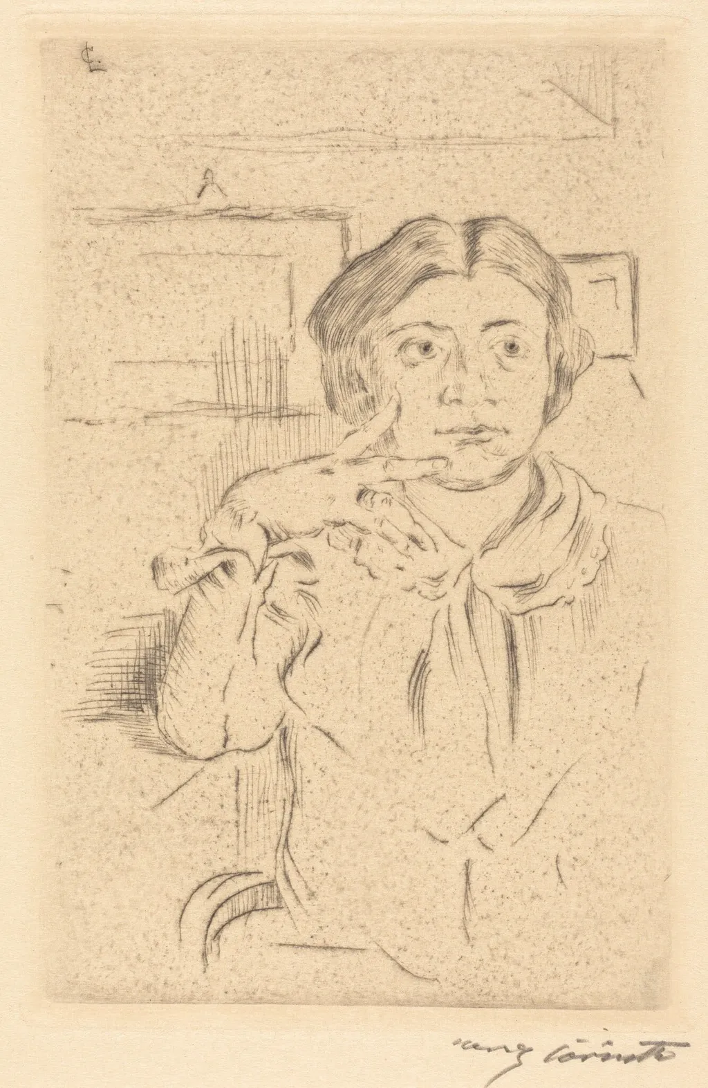 Gattin des Künstlers (Wife of the Artist), by Lovis Corinth, ink, 1909