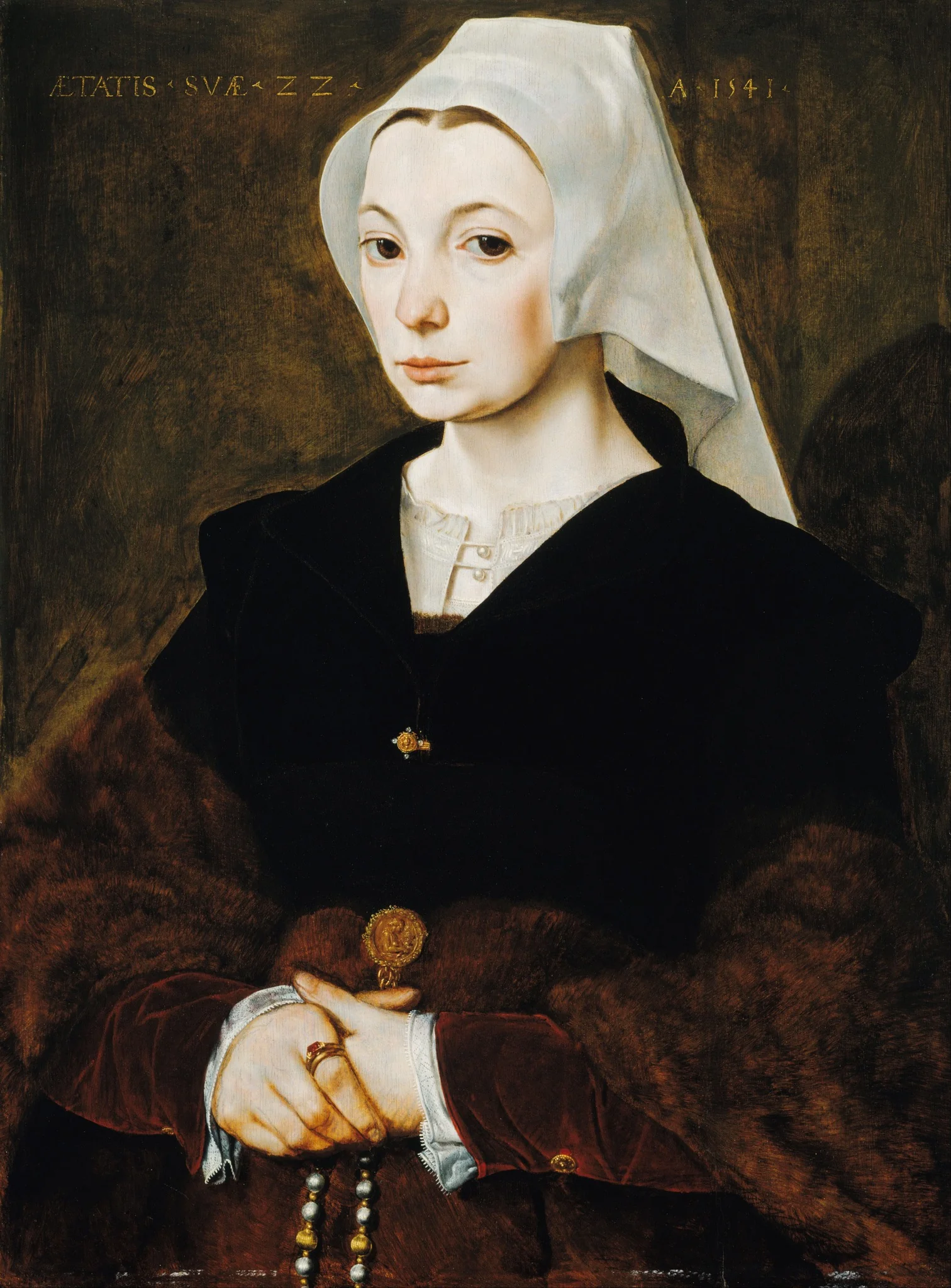 Portrait of a young woman, detail