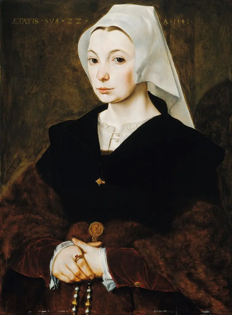 Portrait of a young woman, by Master of the 1540s, oil, 1541