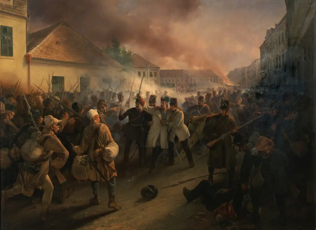 The Heroic Death of General Heinrich Hentzy von Arthurm, by Fritz Allemand, oil, 1850
