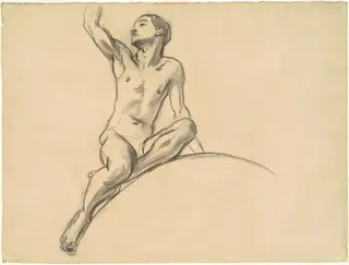 Study for Figure above "Music", by John Singer Sargent, charcoal, 1920