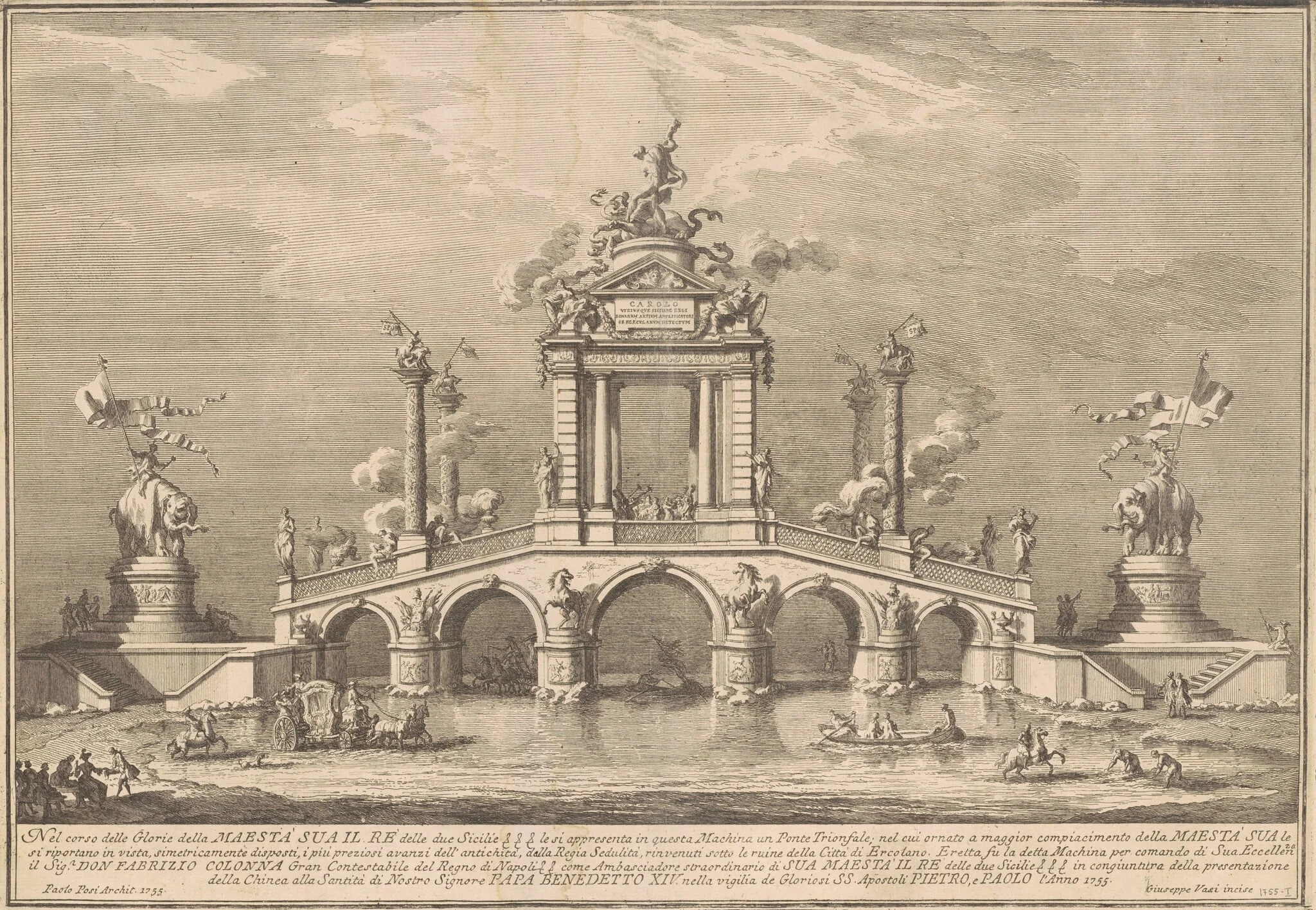 The Prima Macchina for the Chinea of 1755: A Triumphal Bridge with Antiquities from Herculaneum, detail