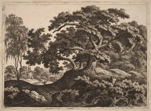 Landscape with Man Pushing a Cart, by Carl Wilhelm Kolbe, ink