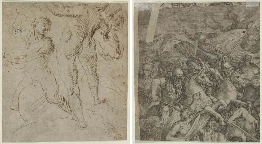 Laocoön (recto); Battle of the Milvian Bridge (fragment) (verso), detail