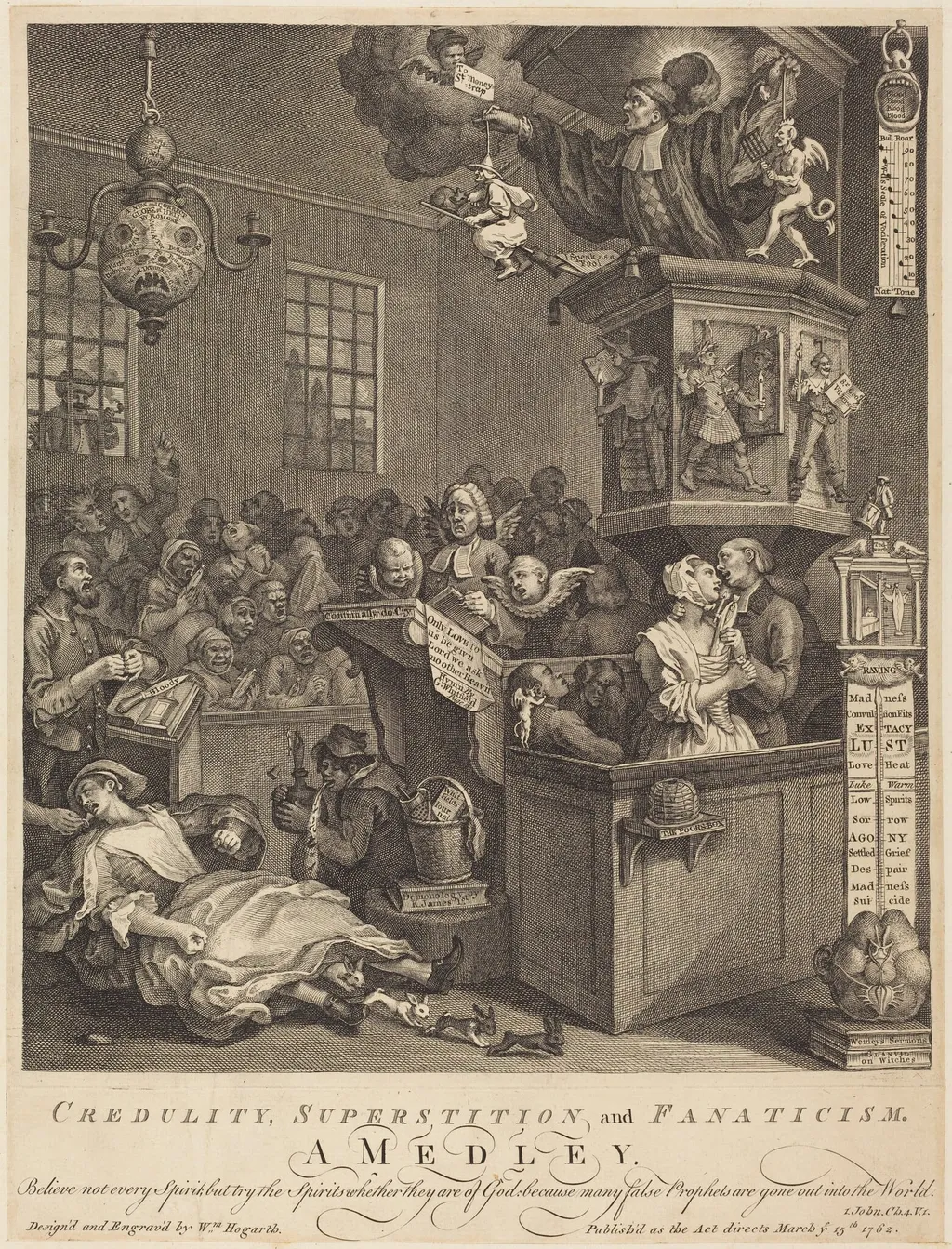 Credulity, Superstition, and Fanaticism, by William Hogarth, ink, 1762