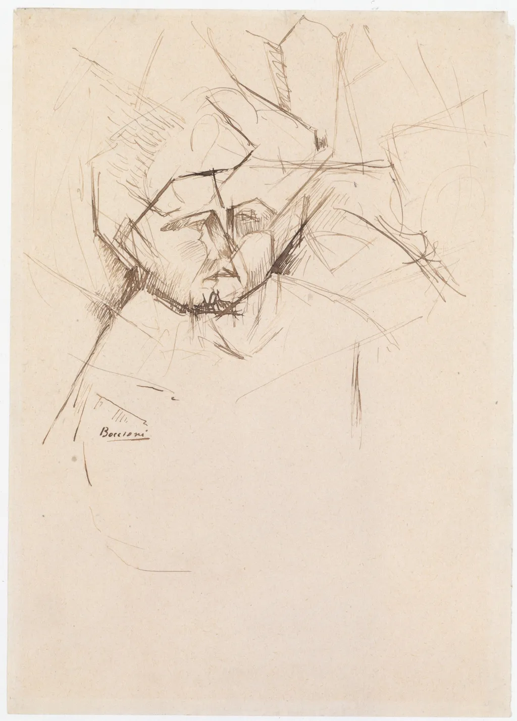 Analytical Study of a Woman's Head Against Buildings, by Umberto Boccioni, unspecified, 1911
