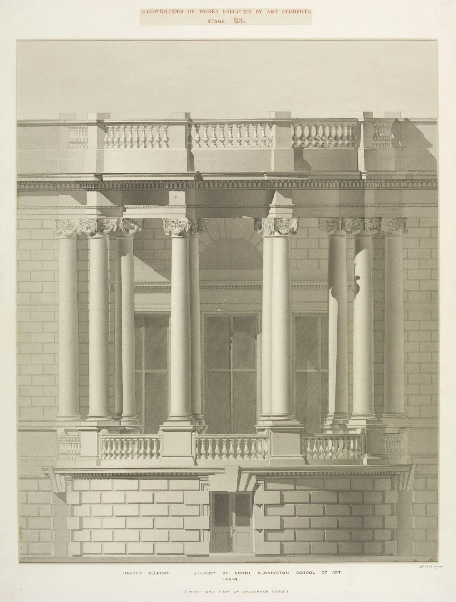 Elevation of the west side of Grosvenor House, detail