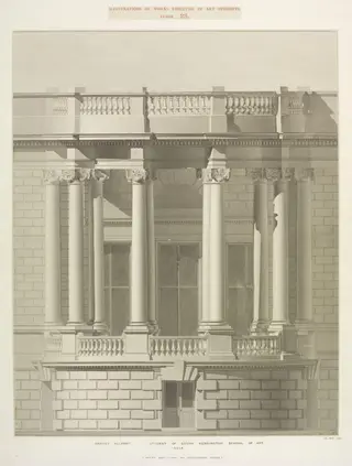 Elevation of the west side of Grosvenor House, by Harvey Allport, 1885