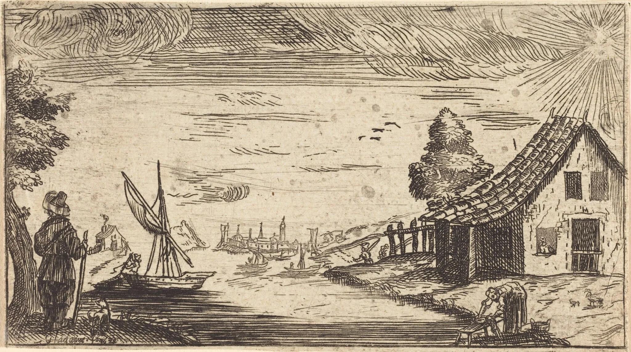 Landscape with Figure and Boat, detail