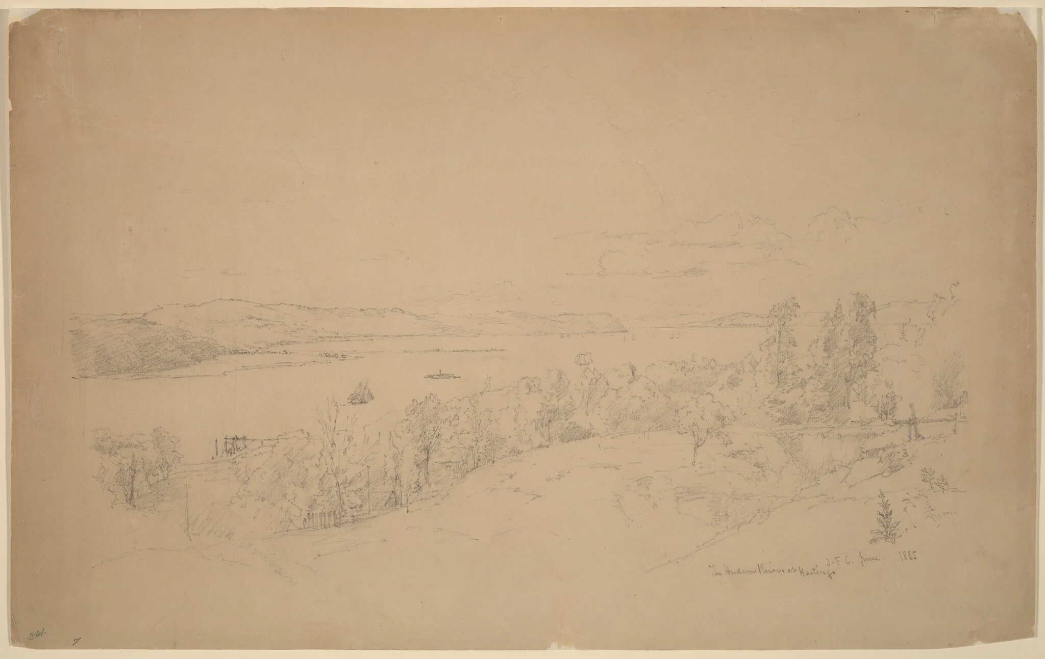 The Hudson River at Hastings, detail