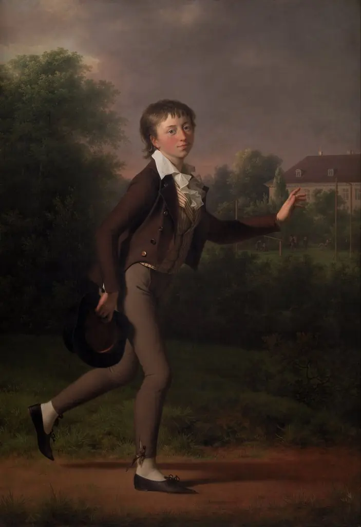 A Running Boy. Marcus Holst von Schmidten, by Jens Juel, oil, 1802