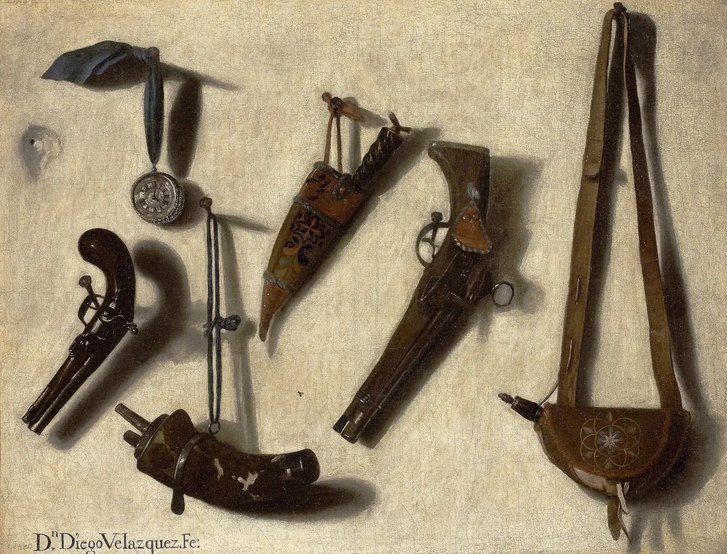 Weapons and Hunting Equipment, by Vicente Victoria, oil, 1700
