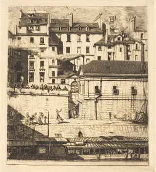 La morgue, Paris (The Mortuary), by Charles Meryon, ink, 1854
