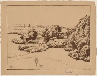 Landscape, by Hans Thoma, ink, 1900