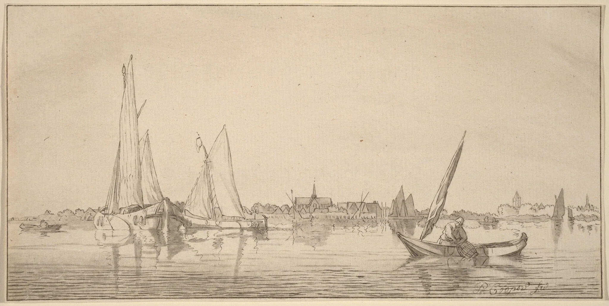 River with Town, detail