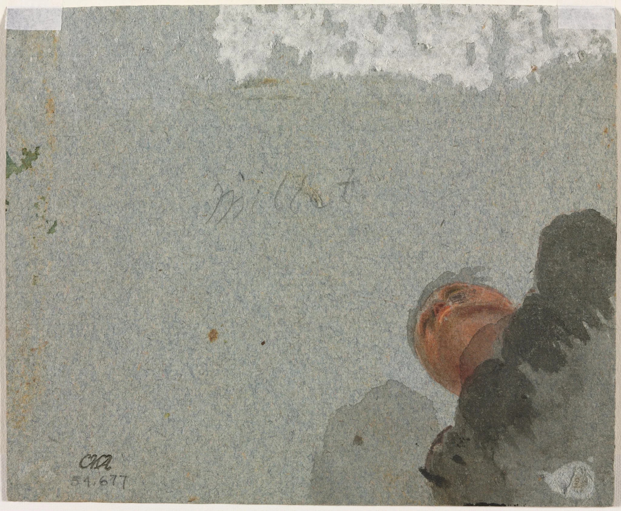 Study of a Head seen from Below (verso), detail