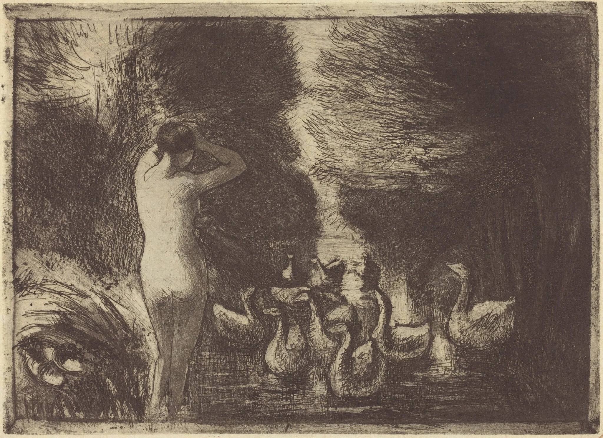 Baigneuse aux oies (Bathers with Geese), detail