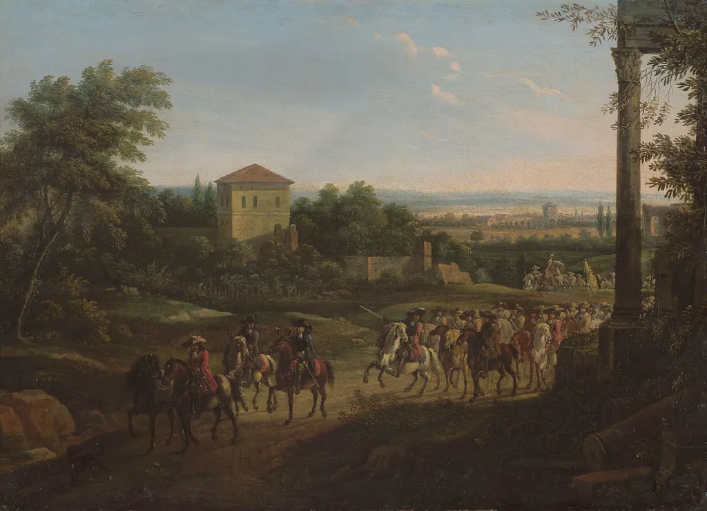 Landschaft mit Reitern, by Willem van Bemmel, unspecified, 1679