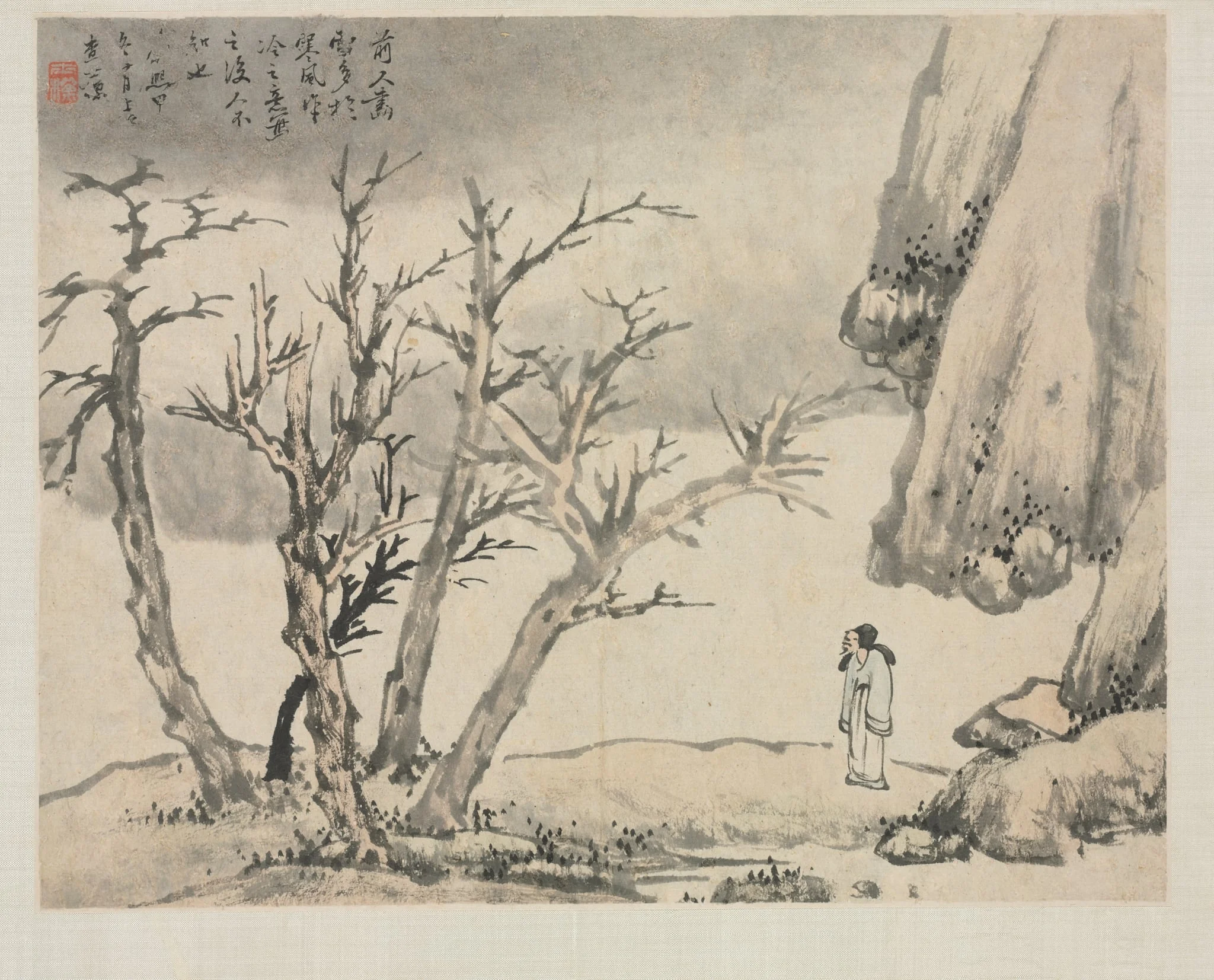 Landscape Album in Various Styles: Snowy Landscape, detail
