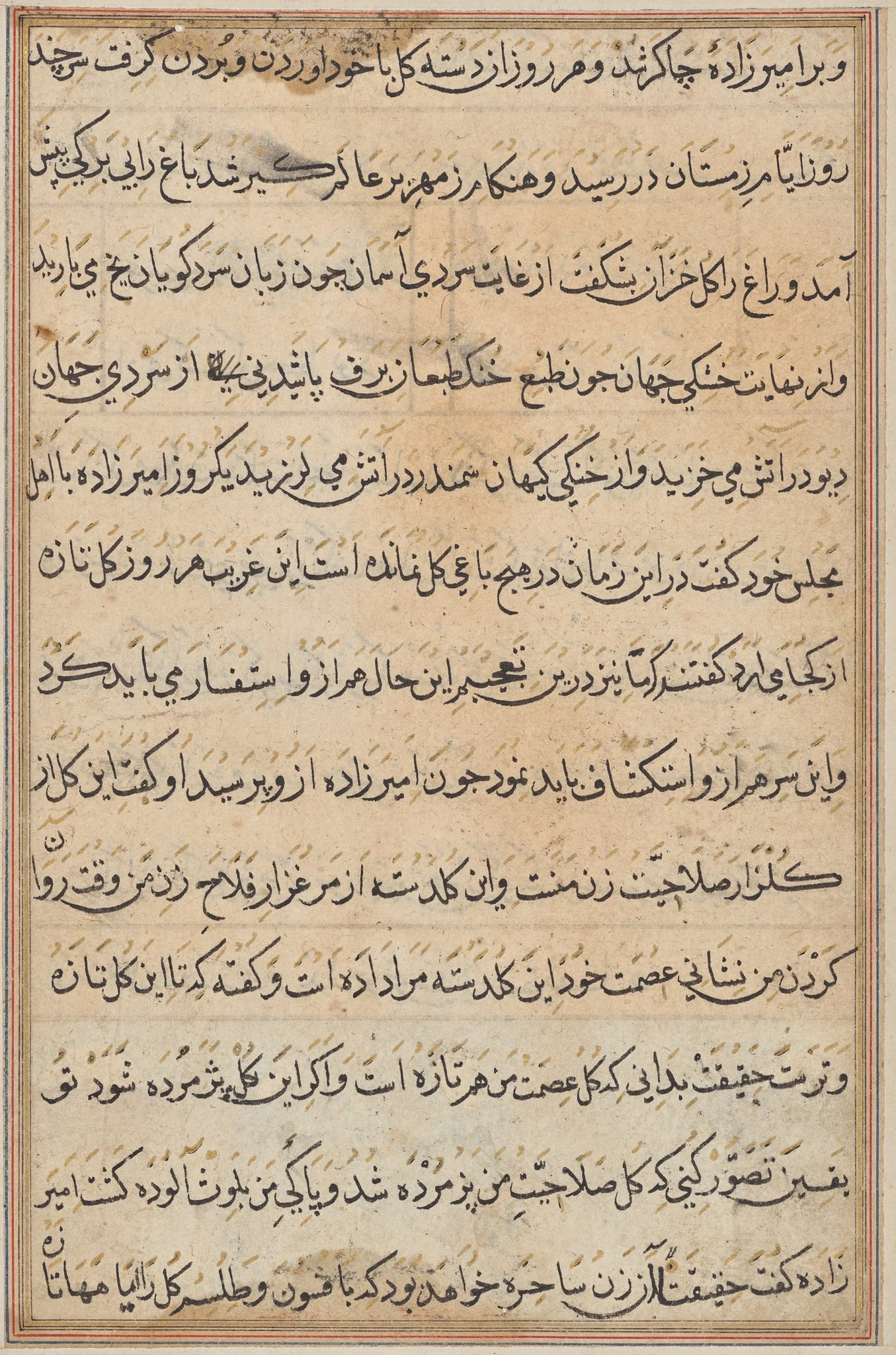 Page from Tales of a Parrot (Tuti-nama): text page, detail
