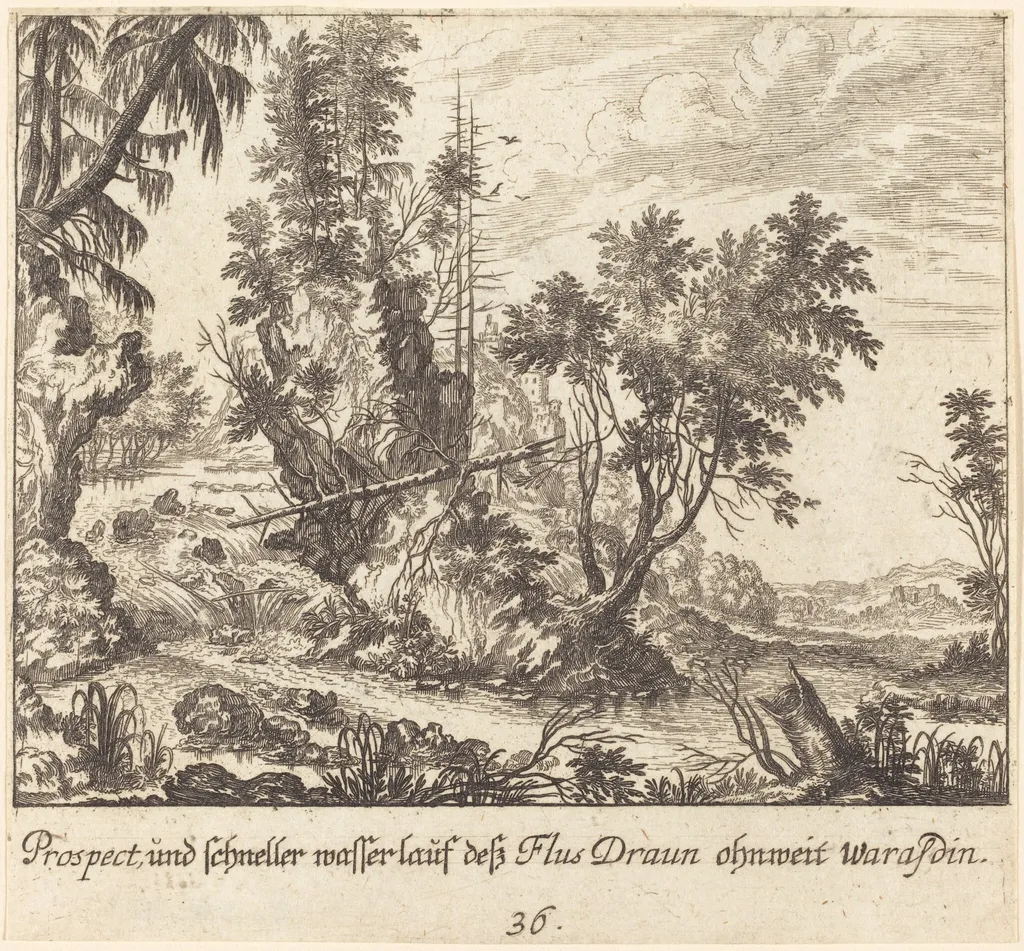Draun River, by Melchior Küsel, ink, 1681