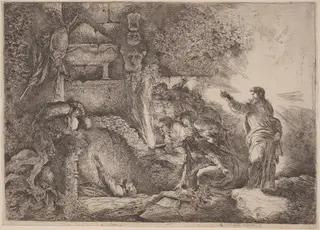 The Resurrection of Lazarus, by Giovanni Benedetto Castiglione, ink, 1645