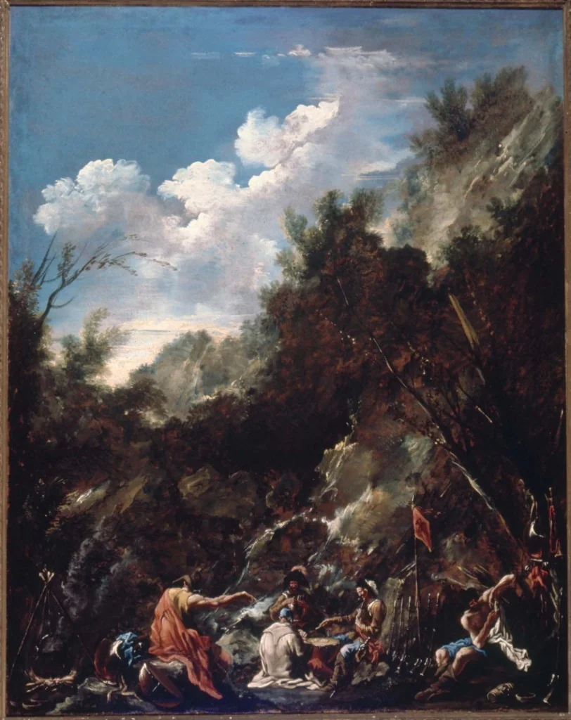 Soldiers Playing Cards in a Rocky Landscape, detail