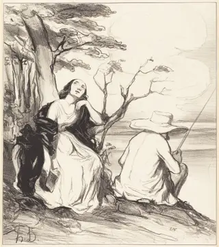 O douleur!... avoir rêvé... un époux..., by Honoré Daumier, ink, 1844