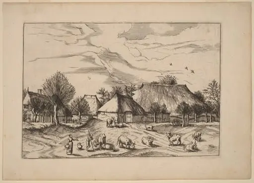 Farms, by Lucas van Doetechum, ink