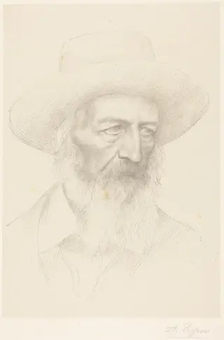 Alfred, Lord Tennyson, by Alphonse Legros, ink, 1874