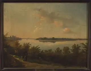 Saska Kępa – Landscape at sunset, by Jan Feliks Piwarski, oil, 1836
