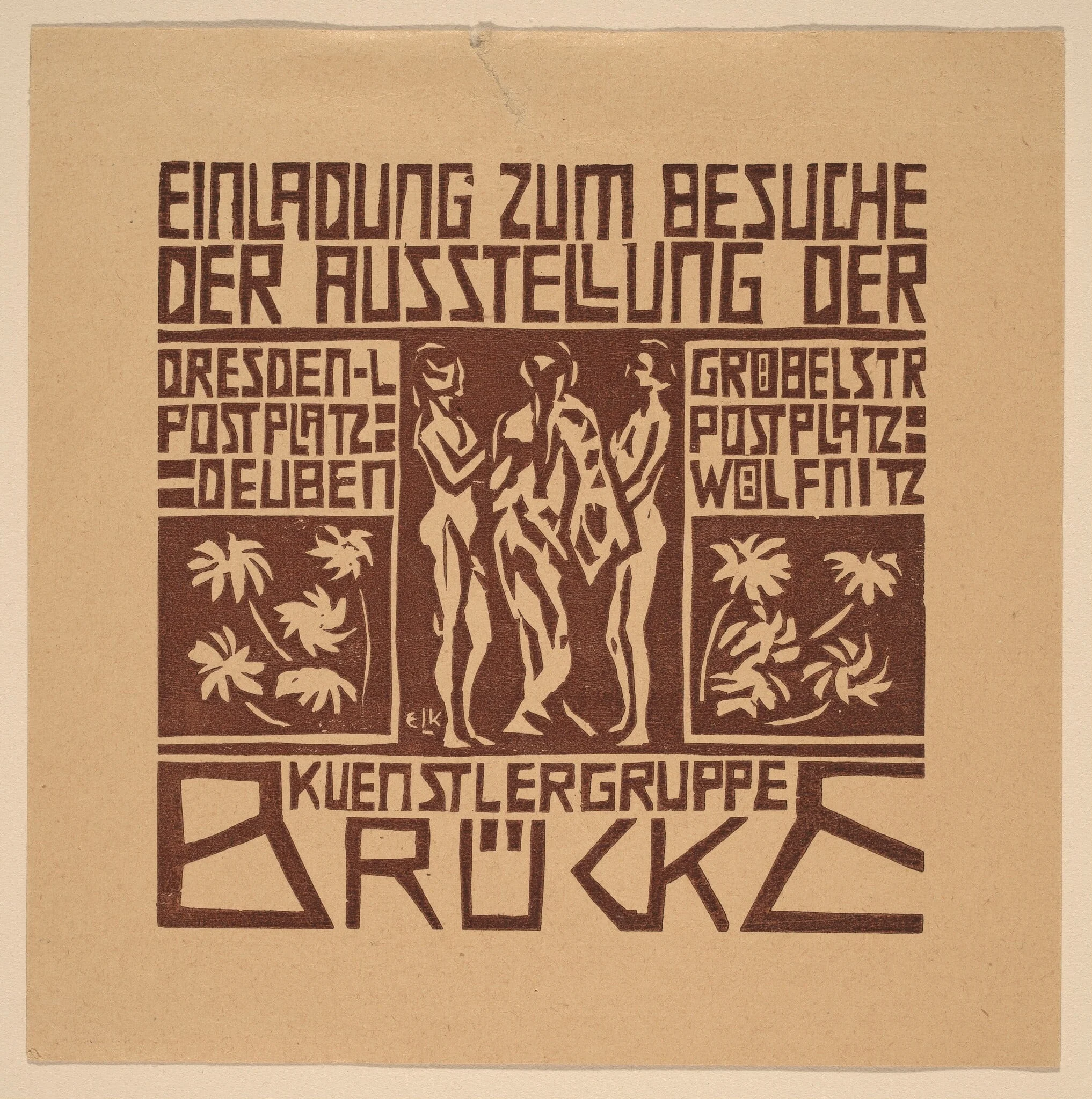 Einladung...Ausstellung der Kuenstlergruppe Brücke (Invitation to an Exhibition of the Artists' Group Brücke), detail