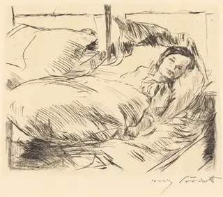 Das Kranke Kind (The Sick Child), by Lovis Corinth, ink, 1918