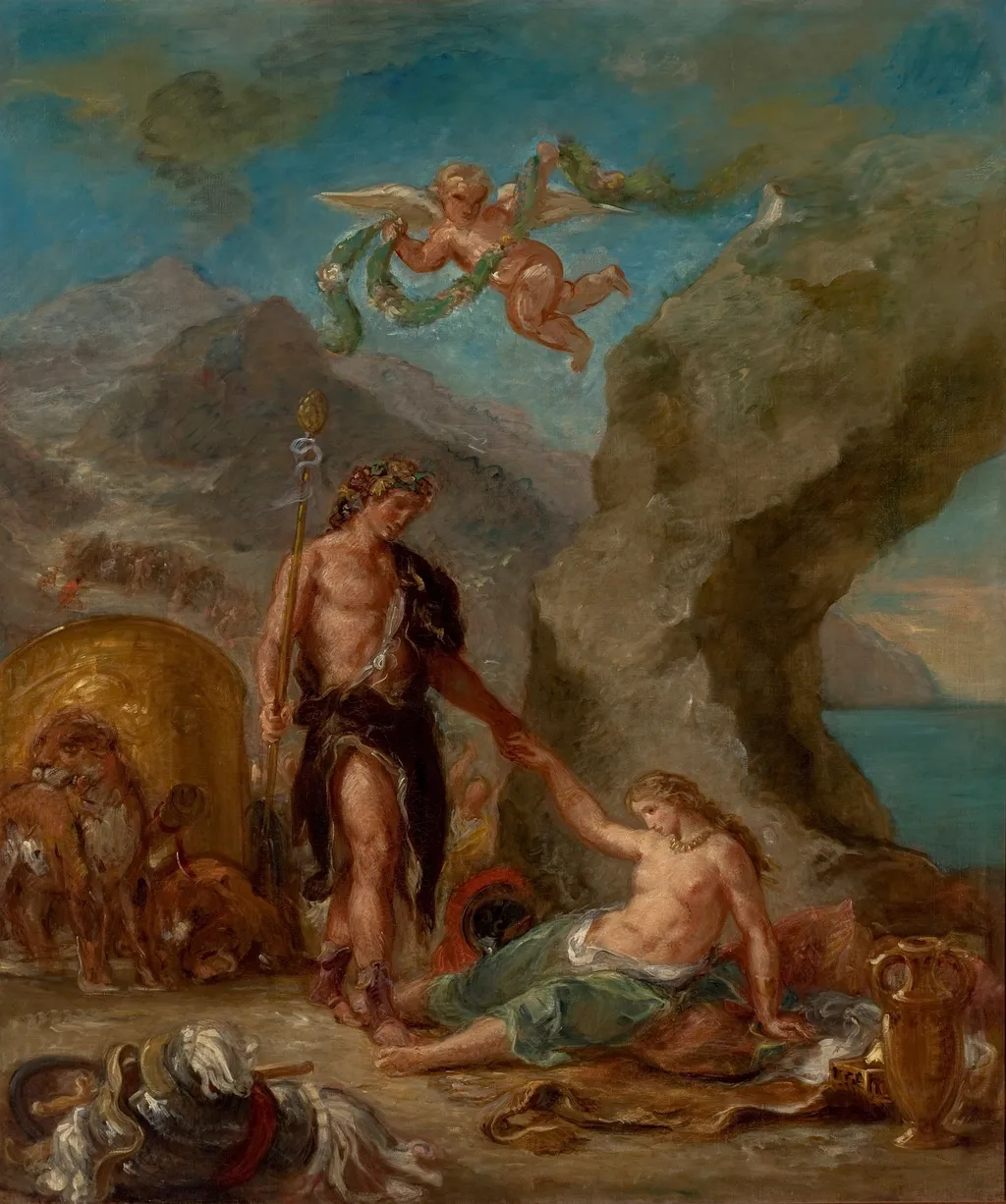 The Autumn - Baccus and Ariadne, by Eugène Delacroix, oil, 1850