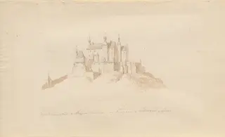 Schloss Landstuhl b. Kaisers, Lautern, den Prinzen v. Sickingen gehürig, by Karl Julius von Leypold, graphite, 1840