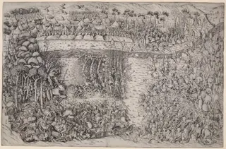 The Battle of Fornovo, by Master of the Battle of Fornovo, ink, 1500