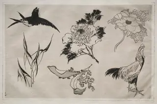 Dinner Service (Rousseau service): Swallow, Rooster and Flowers (no. 8), by Félix Bracquemond, 1866