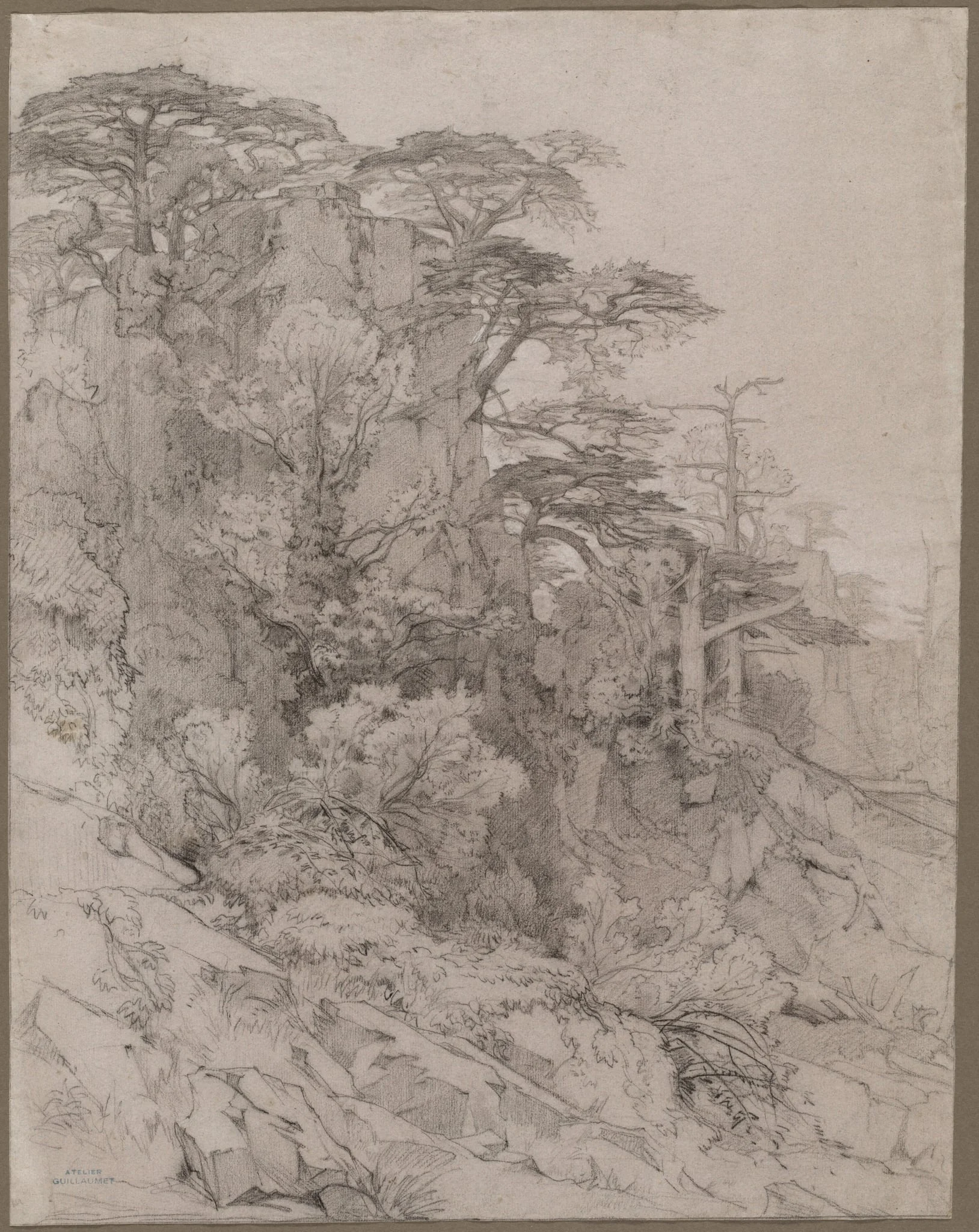 Trees of a Rocky Hillside, detail