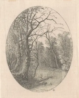 On Laurel Creek, by Carl C. Brenner, ink, 1880