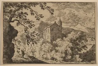 Large House with a Turret, by Allart van Everdingen, ink, 1650