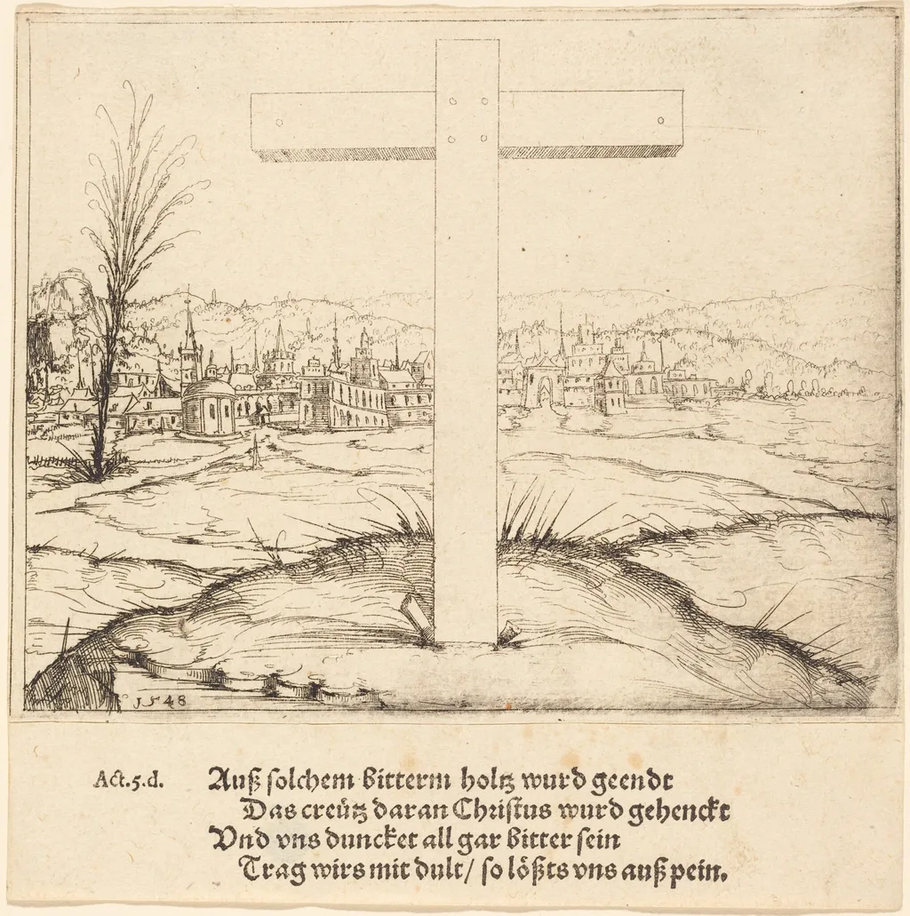 The Cross of Christ, by Augustin Hirschvogel, ink, 1548
