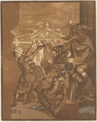 The Miracle of Saint Mark (right side), by John Baptist Jackson, ink, 1740
