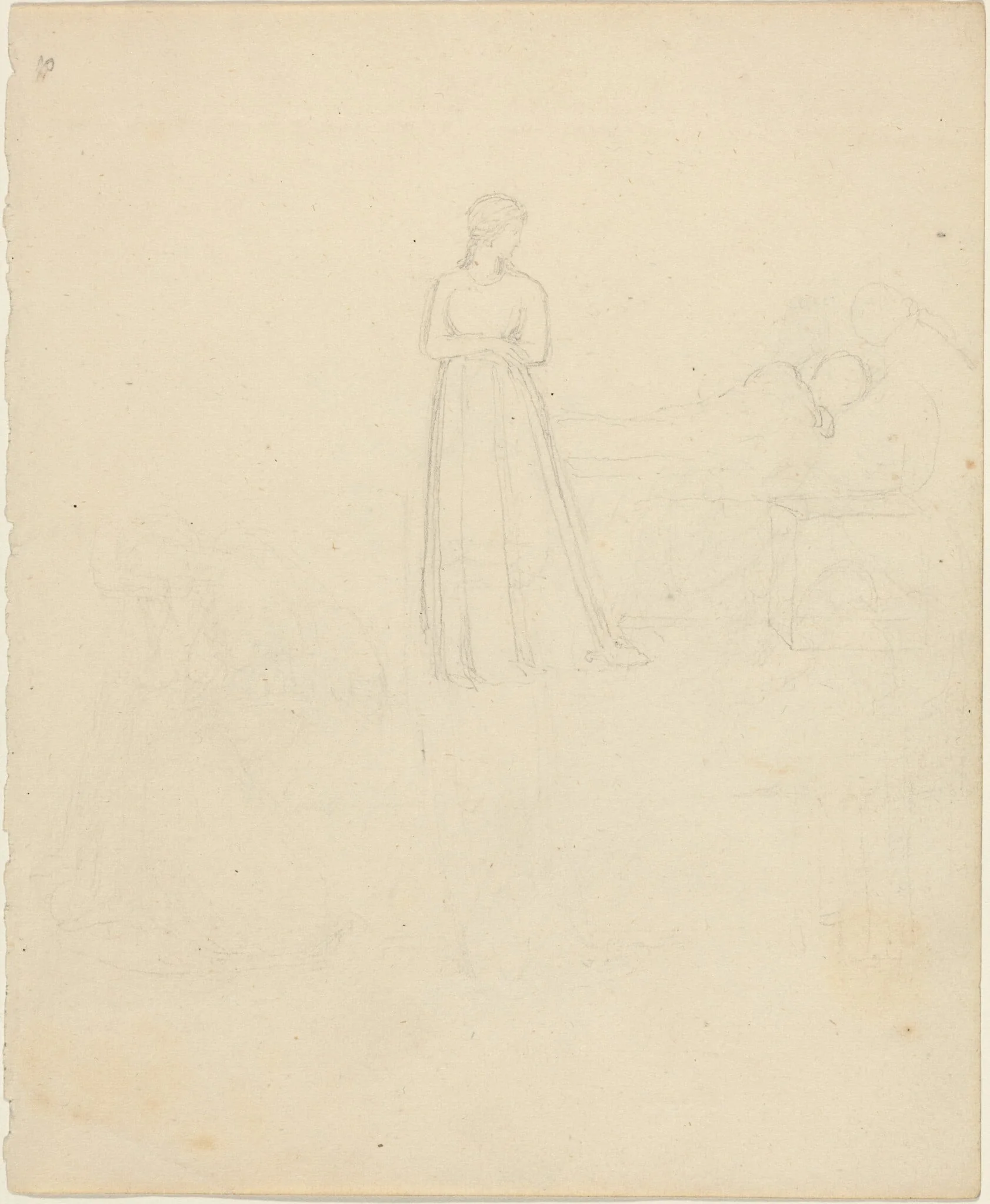 Standing Female Figure Looking at Reclining and Seated Figures, detail