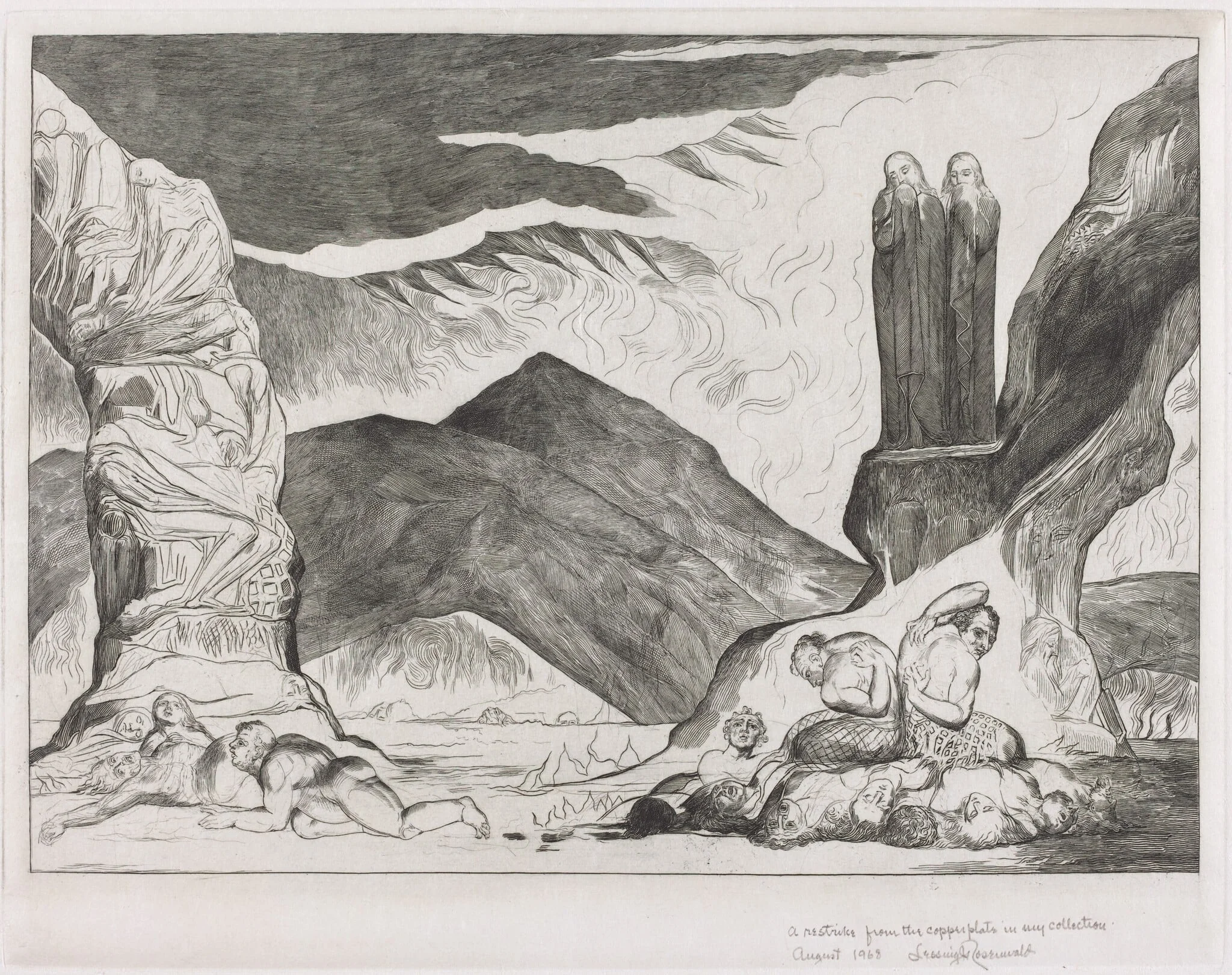The Circle of the Falsifiers: Dante and Virgil Covering their Noses because of the stench, detail