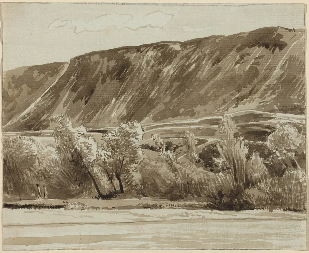 A River Bank with Mountains Beyond, by Franz Innocenz Josef Kobell, 1786