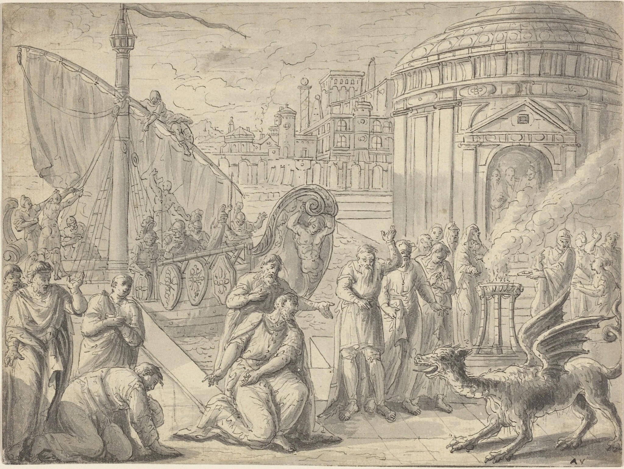 The Arrival of Aesculapius in Rome, detail
