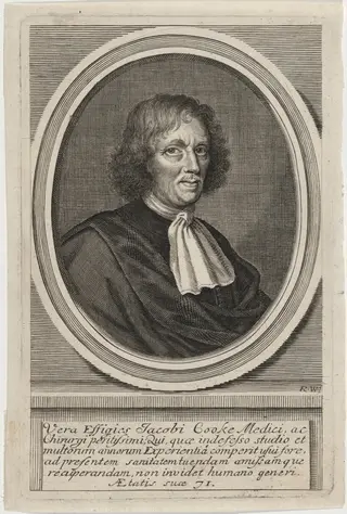 James Cooke, by Robert White, ink, 1674