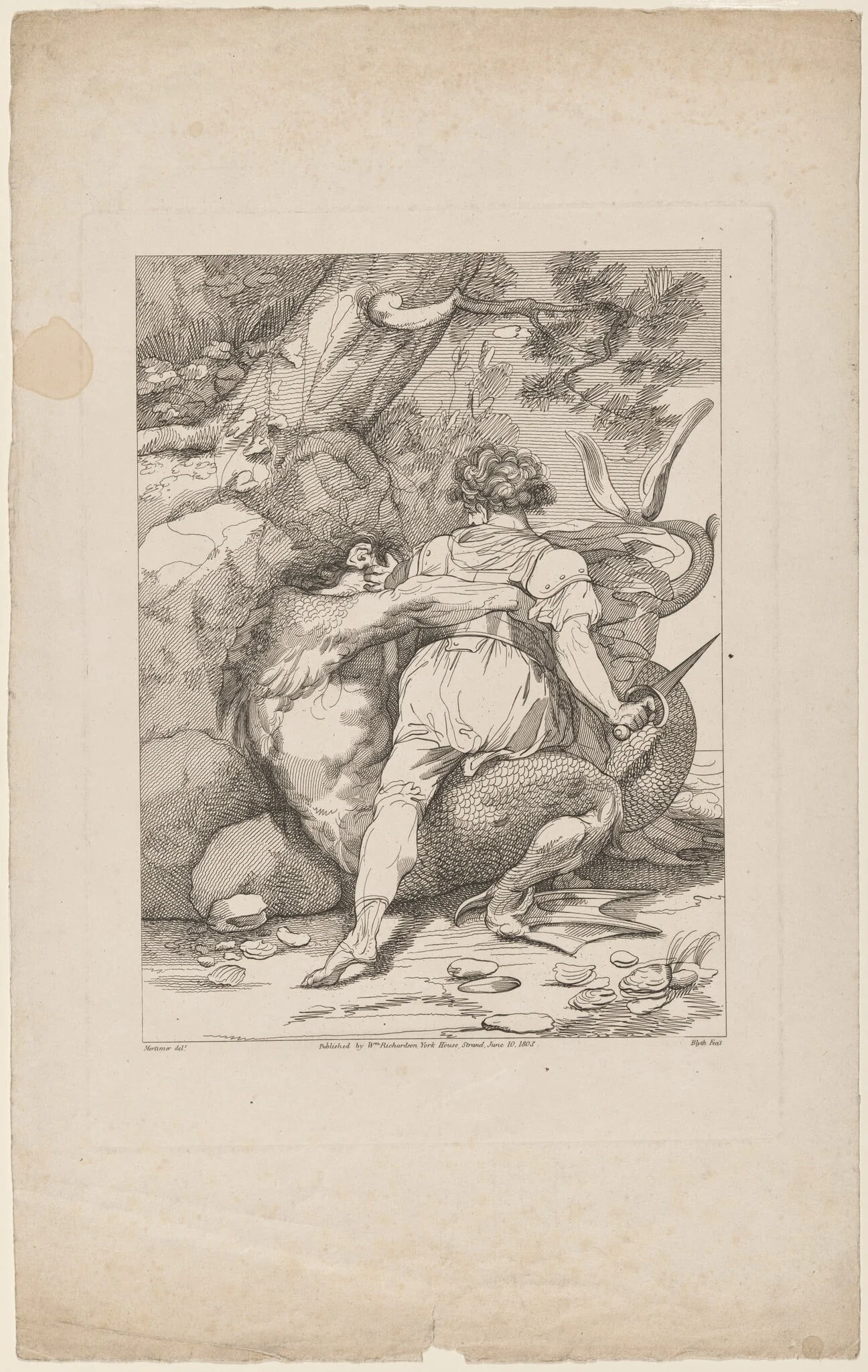 Man Attacking a Monster, detail