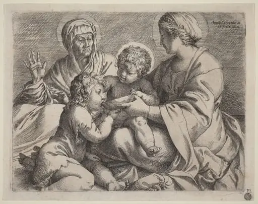 The Madonna della Scodella, by Annibale Carracci, ink, 1606